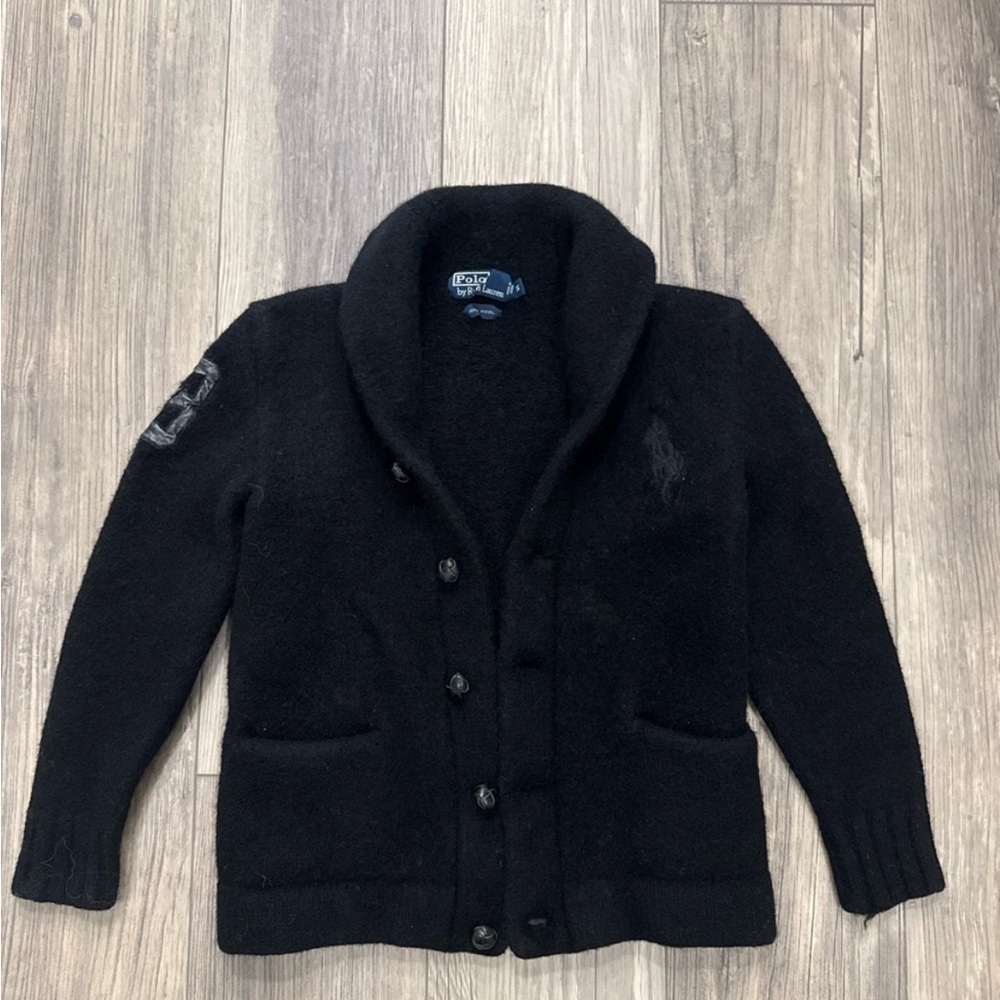 Polo by Ralph Lauren womans Black Cardigan 100% wool button up size small